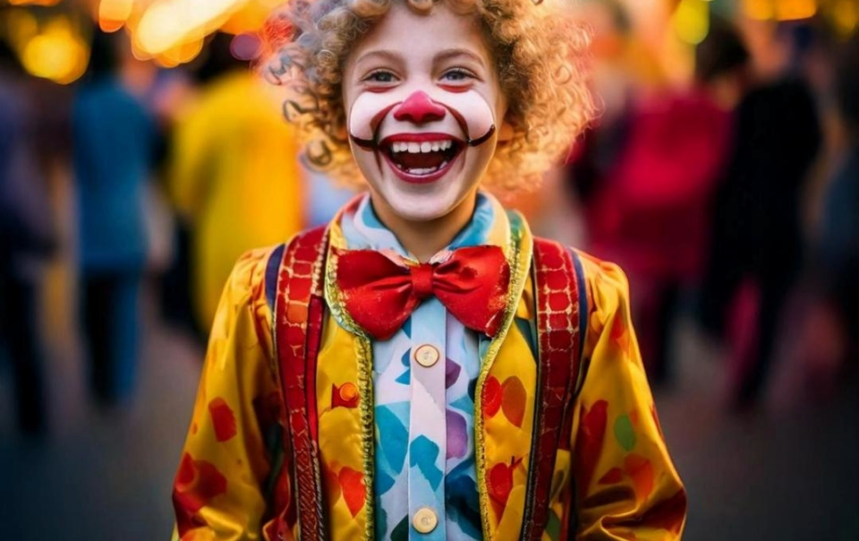 Buntes Faschingstreiben Kleiner Clown beim Kinderfasching im Klosterhof zur Post