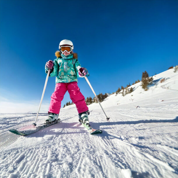 Kind beim Skifahren